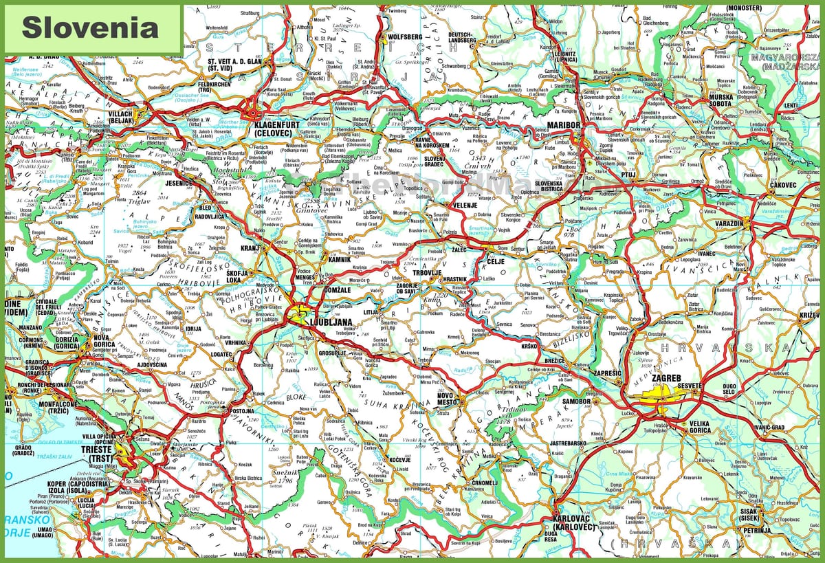 Carte détaillée de la Slovénie