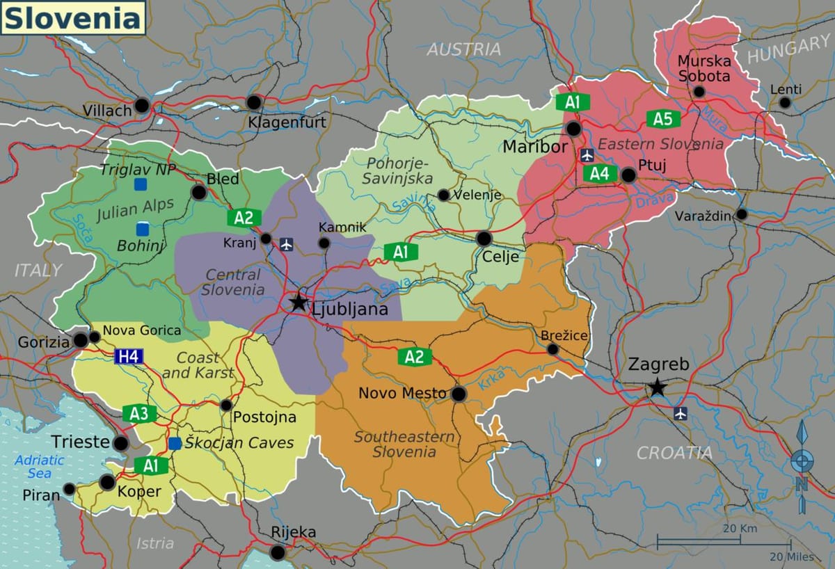 La slovénie attractions touristiques de la carte