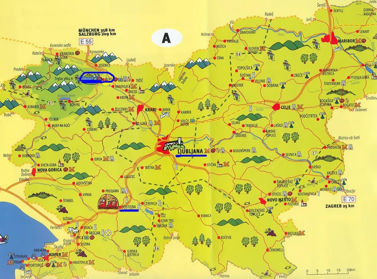Carte de la Slovénie visites