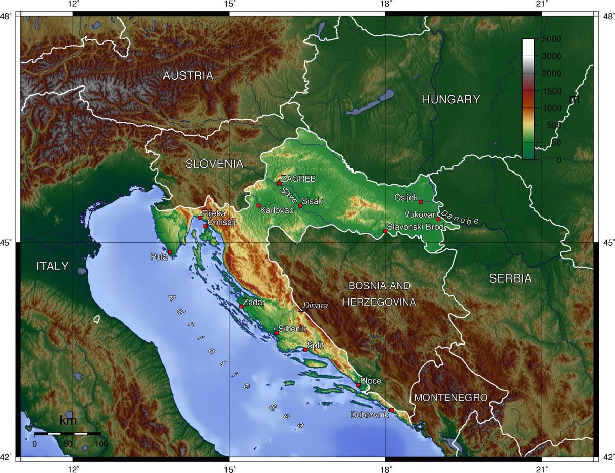 Carte topographique de la Slovénie