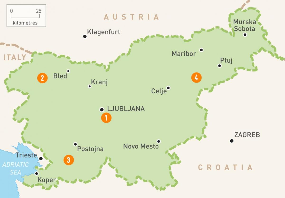 Carte des régions de la Slovénie
