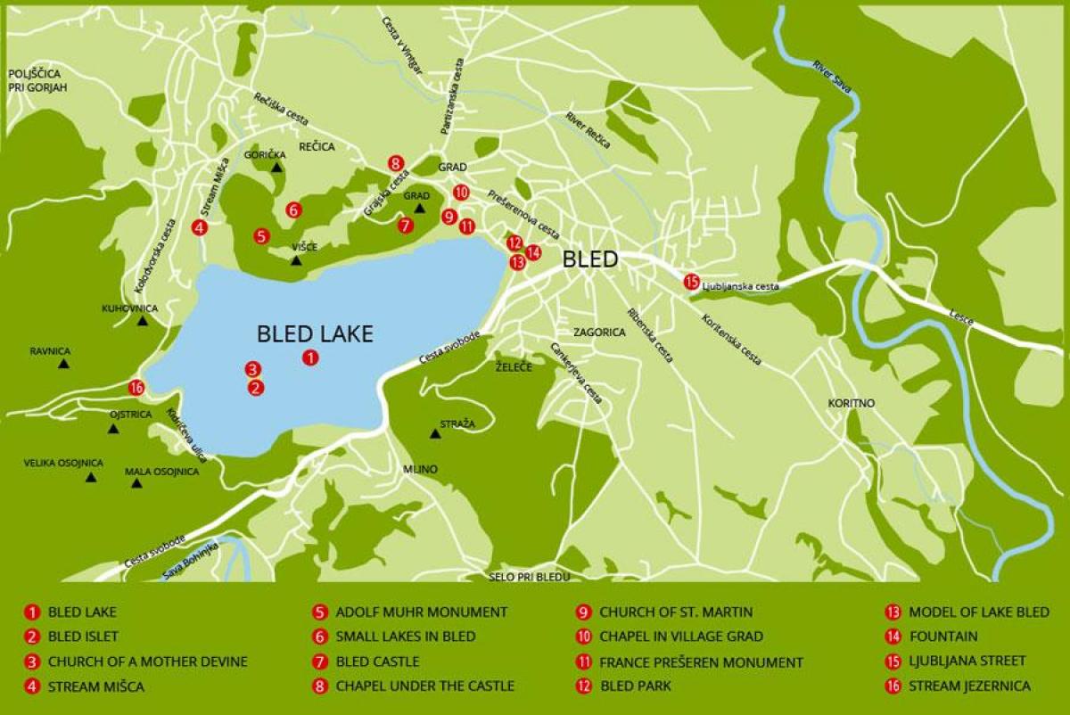 carte de la Slovénie montrant le lac de bled