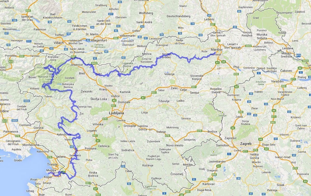 Carte de sentier de montagne Slovène