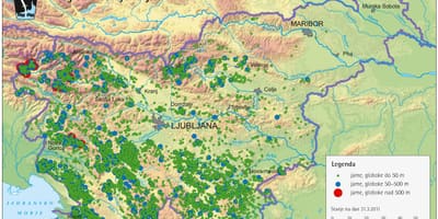 Carte des grottes en Slovénie