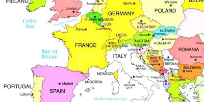Carte de l'europe montrant la Slovénie
