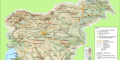 Carte de la Slovénie physique